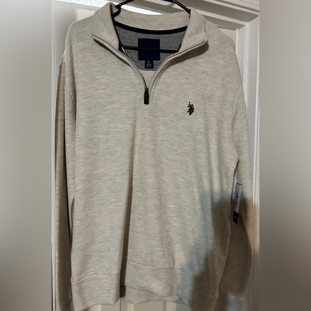 U.S. Polo Assn. Flatback Mens Mock Neck Long Sleeve Quarter-Zip Pullover